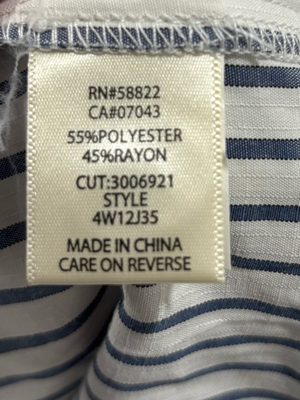 🐞Max Studio White and Navy Striped Relaxed Popover Button-Down - Picture 8 of 10